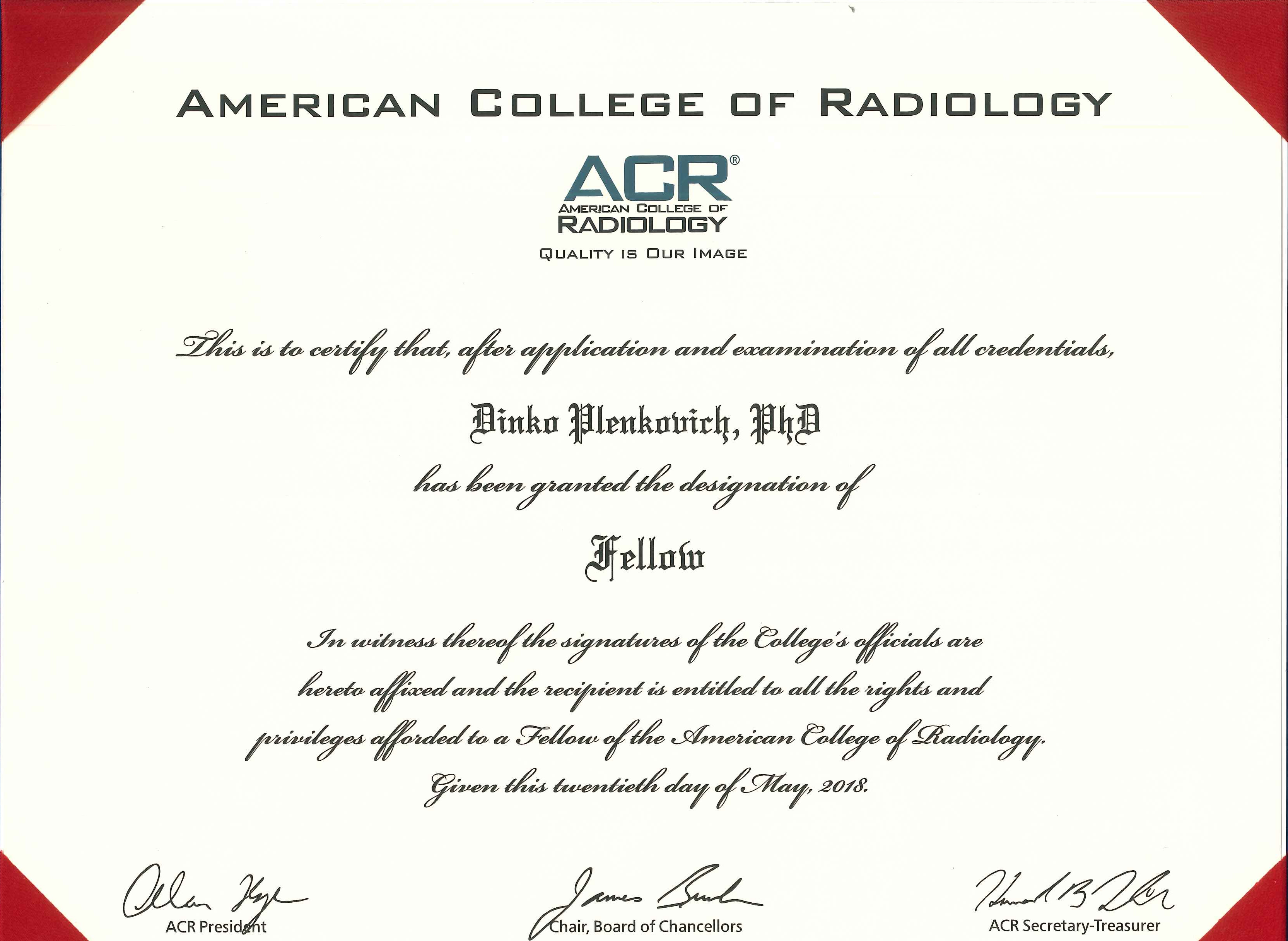 F.A.C.R. certificate