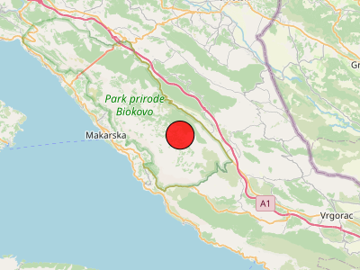Slab potres kod Makarske