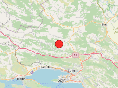 Slab potres kod Sinja